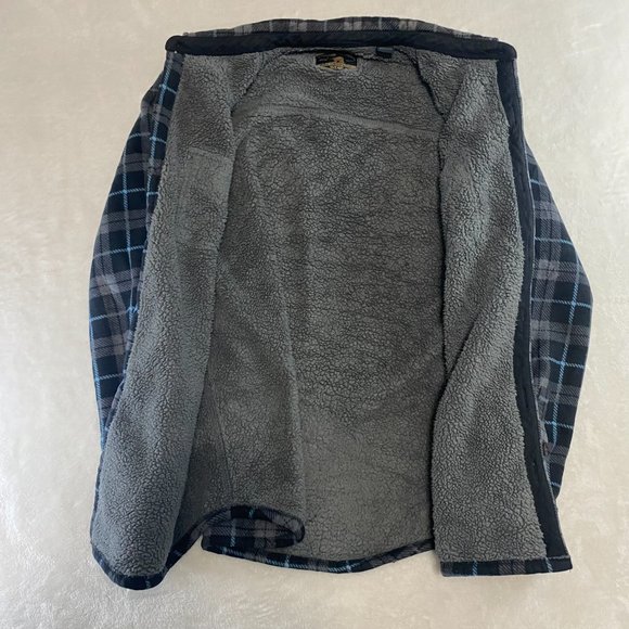 Freedom Foundry Button Up Sherpa Lined Flannel Black Blue Lumber Jack Plaid L - Picture 2 of 9